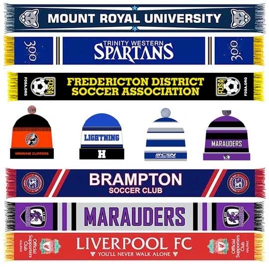 Ruffneck custom scarves, toques, and beanies.